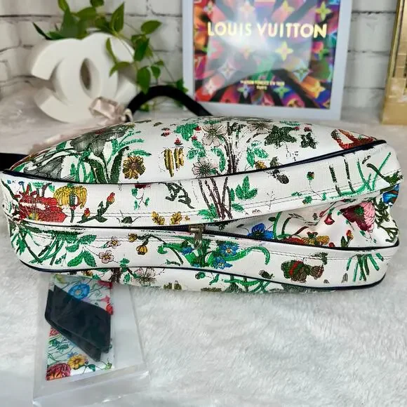 Gucci Flora GG Vintage Large Shoulder Bag tote Good USED with scarf RARE. GIFT! - Picture 13 of 16